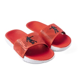 Červenobílé gumové pantofle z Atén červené