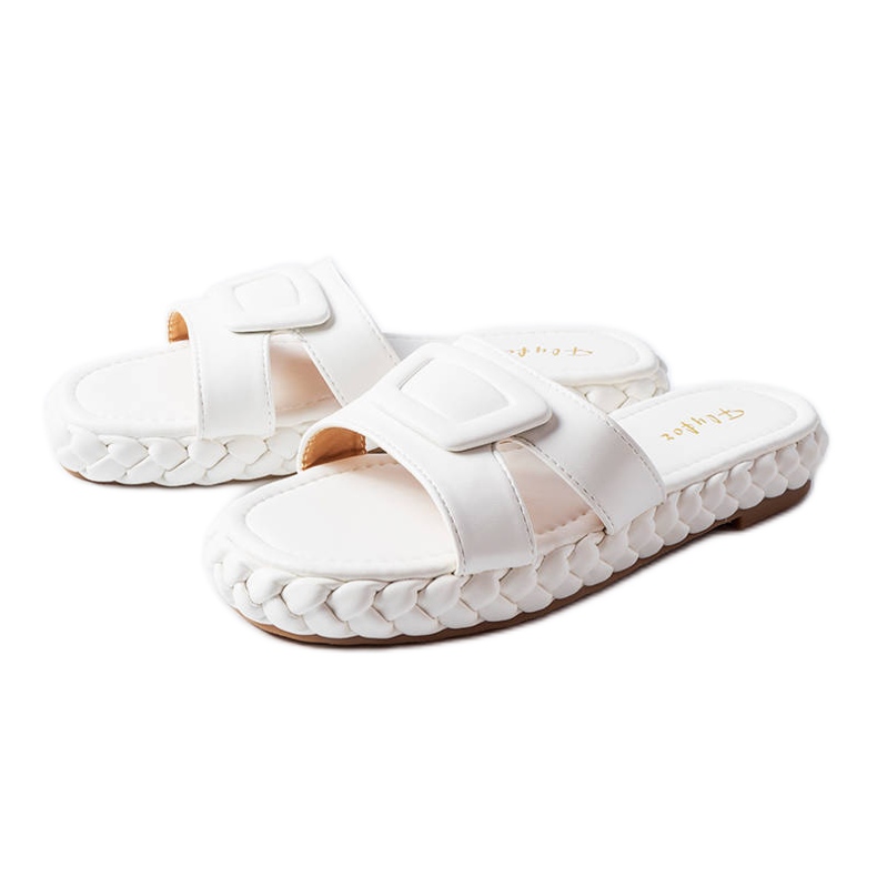 Bílé pantofle Francesco na platformě bílý