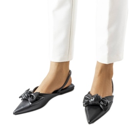 Černé baleríny Bonarcado s otevřeným podpatkem černá Černé baleríny Bonarcado s otevřeným podpatkem černá