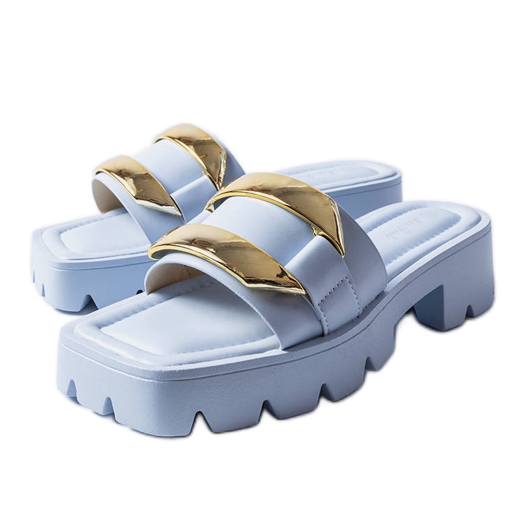 Modré slidery s robustní podrážkou od Provinc modrý