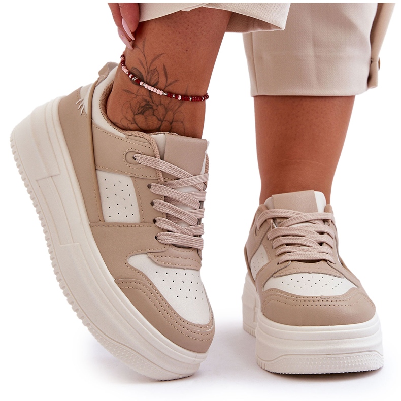 FJ1 Dámská sportovní obuv na masivní platformě béžová Belisso béžový