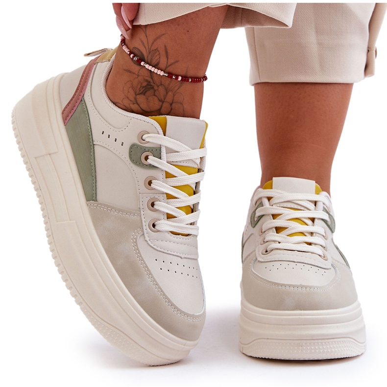 FJ1 Dámské Sportovní Boty Na Masivní Platformě Vícebarevné Gemma bílý