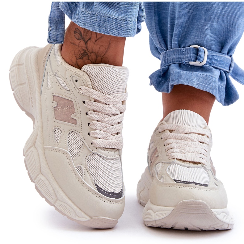 FG2 Módní dámská síťovaná sportovní obuv béžová Venice béžový