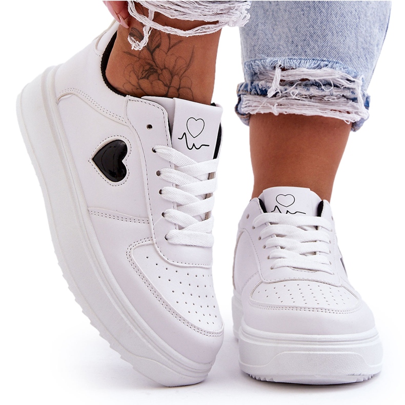 FJ1 Klasické Sportovní Boty Se Srdcem Black And White Amore bílý