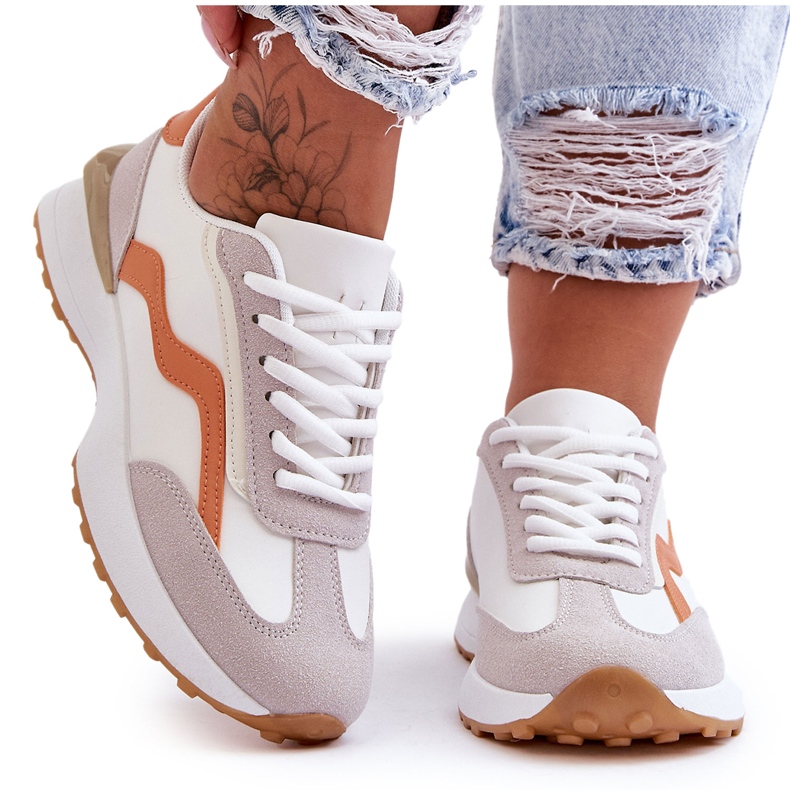 FJ1 Dámská kožená sportovní obuv bílo-oranžová Somerio bílý