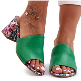 Lewski Shoes Dámské kožené boty Leski na vysokém podpatku 3209/K Zelená zelený