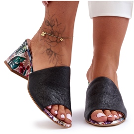 Lewski Shoes Dámské kožené boty Leski na vysokém podpatku 3209/K Černá černý