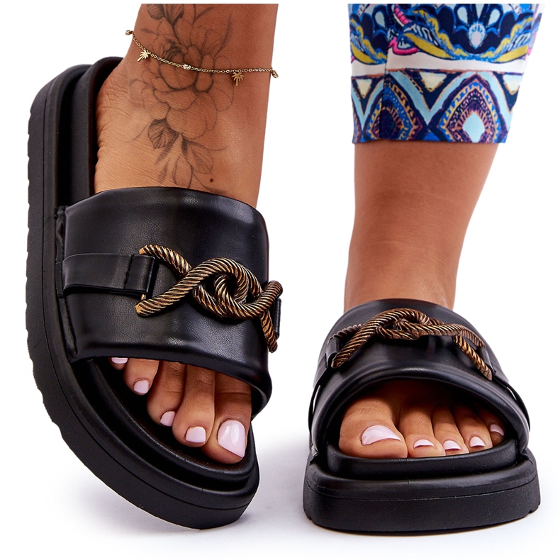 Dámské sandály s ozdobou černé verso černá