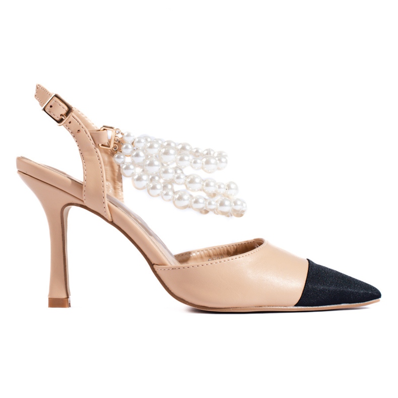 Béžové lodičky s černou špičkou od Shelovet béžový