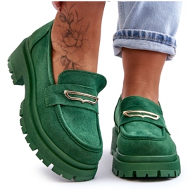 PS1 Dámské semišové slip-on mokasíny Green Pure Love zelený