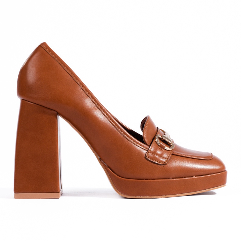 Hnědé lodičky na blokovém podpatku od Shelovet hnědý