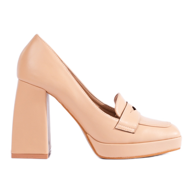 Béžové kozačky s tlustým blokem od Shelovetu béžový