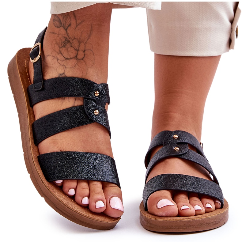 PG1 Černé dámské lesklé sandály Catalia černá