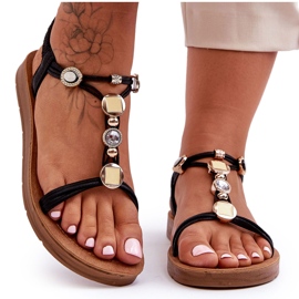 PG1 Dámské zdobené sandály Black Kushi černý