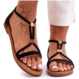 PG1 Dámské sandály na plochý zip Black Jullie černý