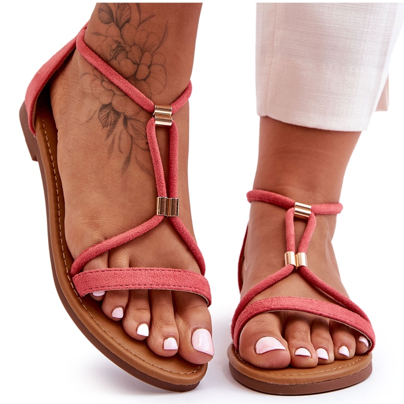 Dámské ploché sandály Coral Coral na zip červené