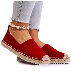 Big Star Červené espadrilky na pletené podrážce Velká hvězda HH274494 červený