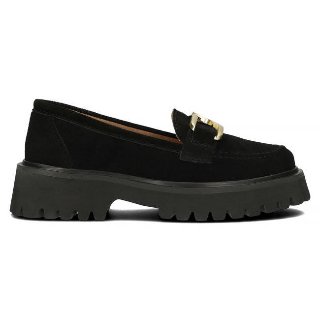 Kožené semišové mokasíny Filippo DP4916 na platformě černé černá