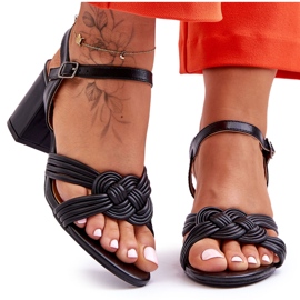 Kožené Sandály Na černém Podpatku Meriel černá