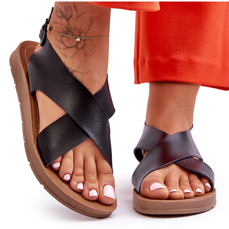 PG1 Lehké klasické dámské sandály Black Lenny černá