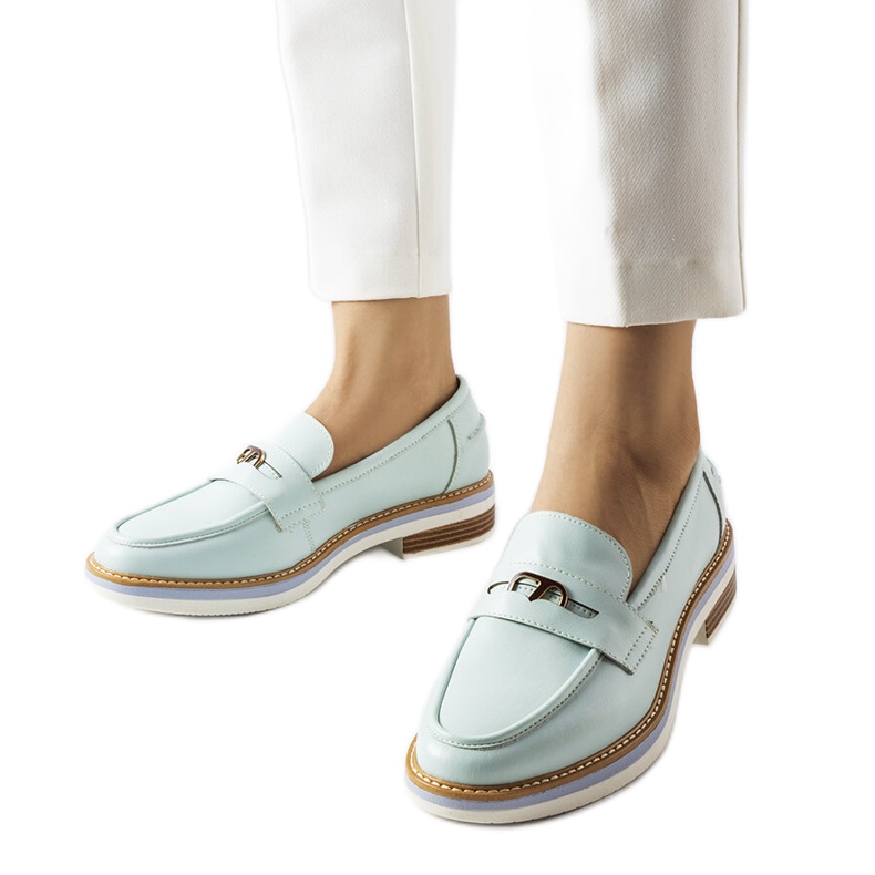 Mokasíny z mátové kůže Orlanda zelená Mokasíny z mátové kůže Orlanda zelená