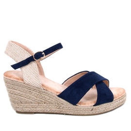 Willa Blue espadrille sandály na klínku modrý