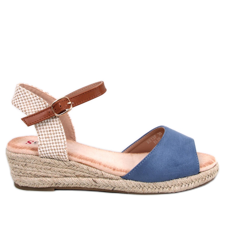 Eakes Blue klínové espadrilkové sandály modrý
