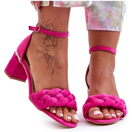 Semišové pletené sandály Fuchsia Essenza růžový Semišové pletené sandály Fuchsia Essenza růžový