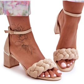 Sandály Essenza Béžové semišové copánky béžový