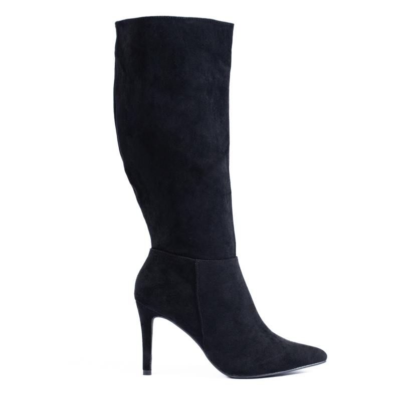 Černé semišové kozačky na podpatku značky Shelovet černá