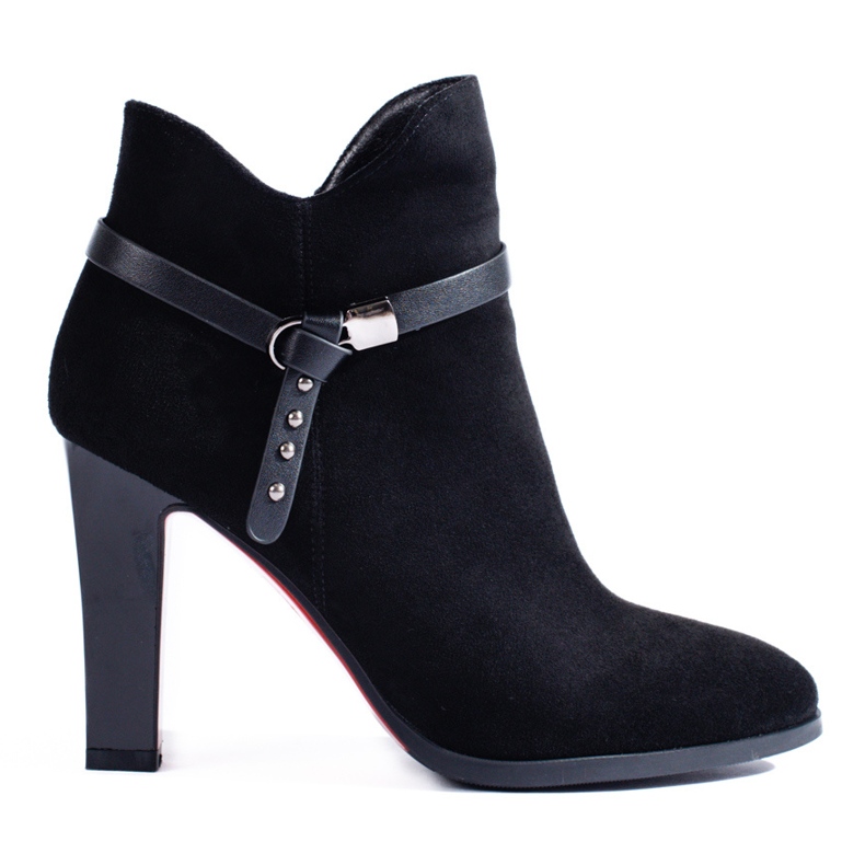 Semišové kozačky na podpatku Shelovet černá