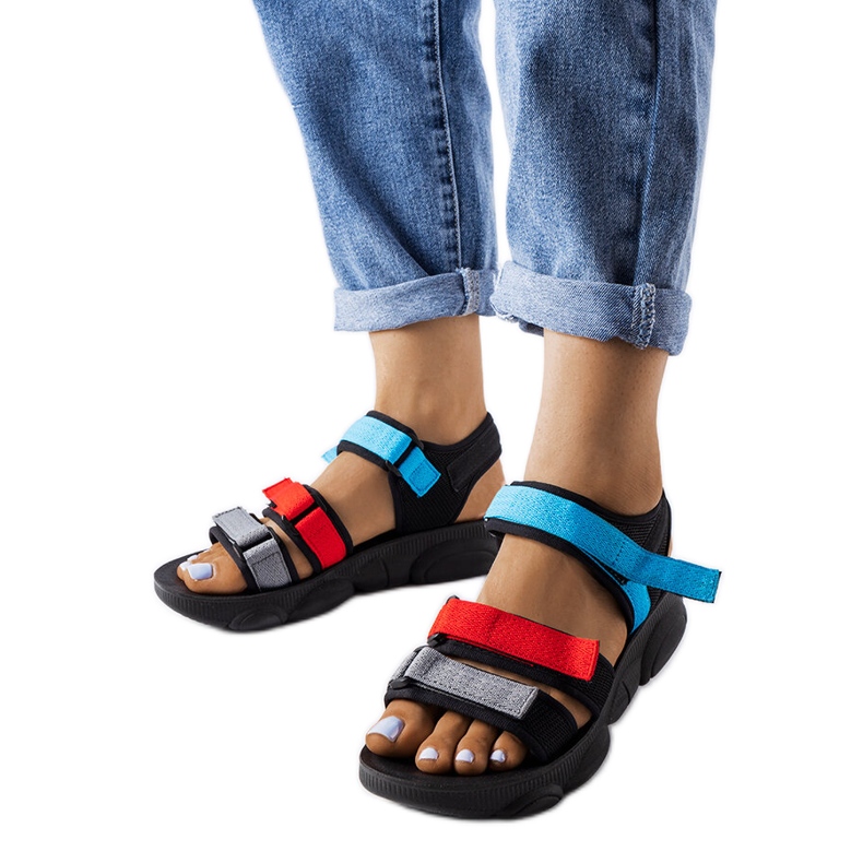 Sportovní sandály Mireio černé se suchým zipem černá