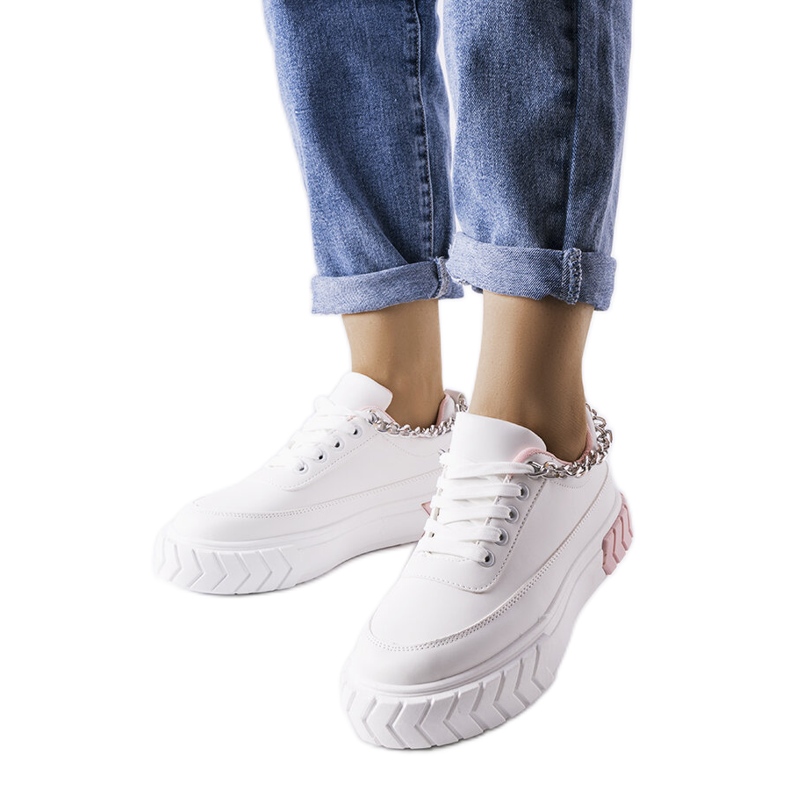 Růžové tenisky s řetízkem od Thildy bílý Růžové tenisky s řetízkem od Thildy bílý