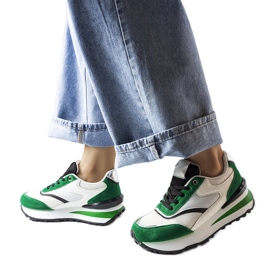 Bílé a zelené tenisky na platformě od Doirons zelený