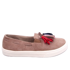 Sneakers Salma Khaki s třásněmi béžový Sneakers Salma Khaki s třásněmi béžový
