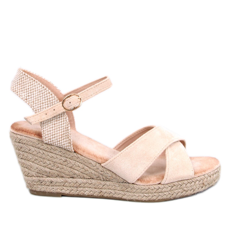 Willa Beige espadrille sandály na klínku béžový
