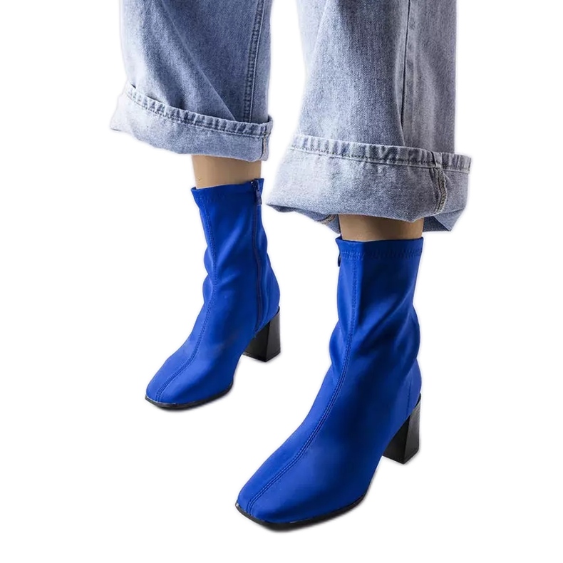 Inna Modré saténové kotníkové boty značky Laforgen modrý