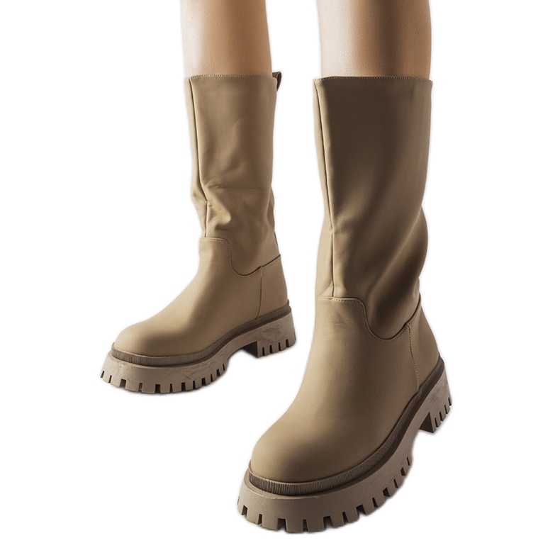 Hollie hnědé matné kozačky hnědý