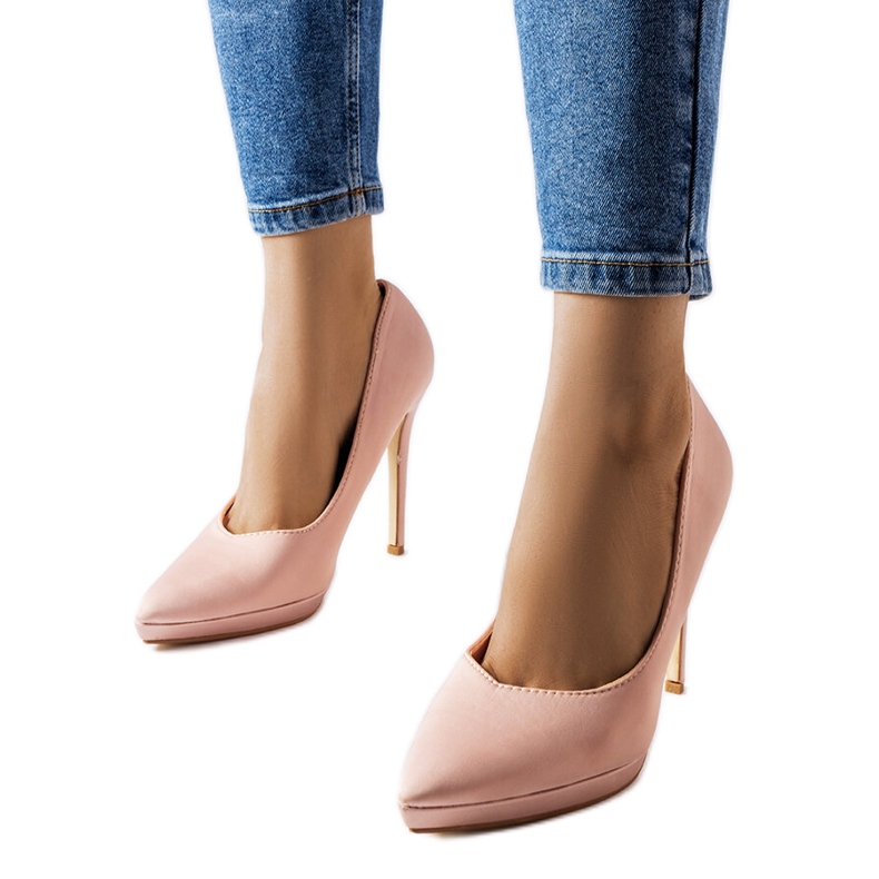 Inna Silje pudrově růžové saténové lodičky na vysokém podpatku růžový Inna Silje pudrově růžové saténové lodičky na vysokém podpatku růžový