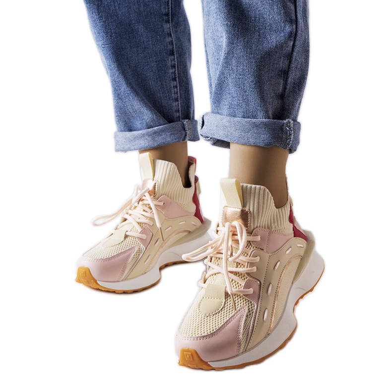 Inna Béžové a růžové látkové tenisky od Begins béžový