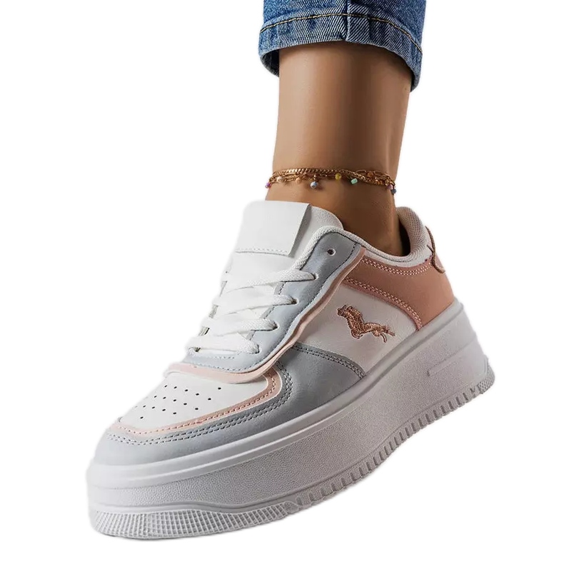 Růžové a modré tenisky na platformě od Gidle bílý