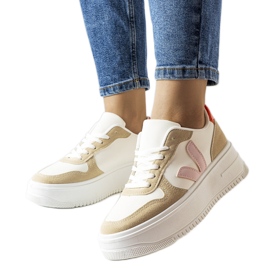 Bílé tenisky s růžovou vsadkou Plouffe bílý