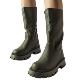 Hollie zelené matné kozačky zelený