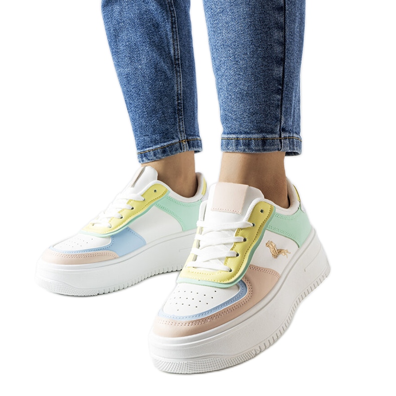 Barevné tenisky na platformě Gidle bílý