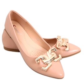 Elegantní balerínky s přezkou od Simon Khaki béžový Elegantní balerínky s přezkou od Simon Khaki béžový