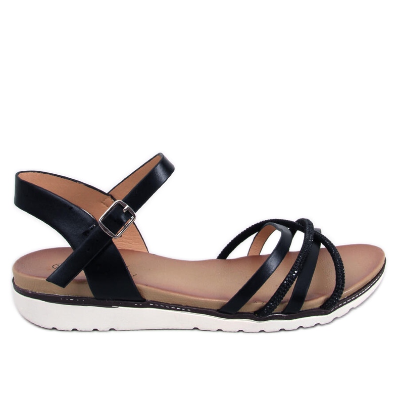 Sandály z kubické zirkony Marty Black černá