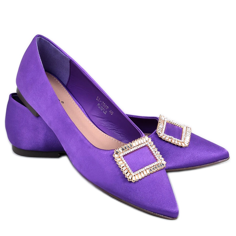 Elegantní baleríny s kamínky Lorella Purple fialový