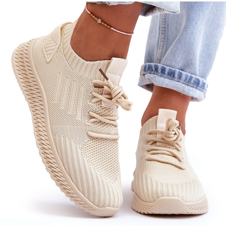 PG1 Dámské nazouvací textilní tenisky Béžová Zauna béžový