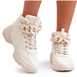 PS1 Dámská sportovní obuv semišová s řetízkem Béžová Tymagio béžový PS1 Dámská sportovní obuv semišová s řetízkem Béžová Tymagio béžový