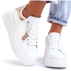 PS1 Dámská sportovní obuv na masivní platformě bílé a zlaté Mariell bílý